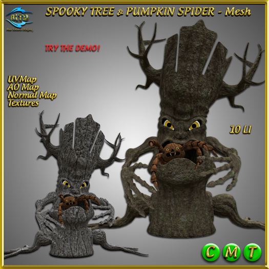 SPOOKY TREE & PUMPKIN SPIDER - MESH - FULLPERM