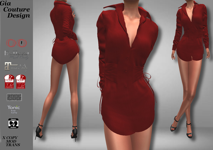 "GCD" Taylor Long Shirt Red