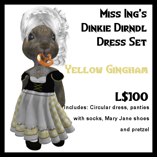 Miss Ing's Dinkie Dirndl Dress Set Yellow Gingham