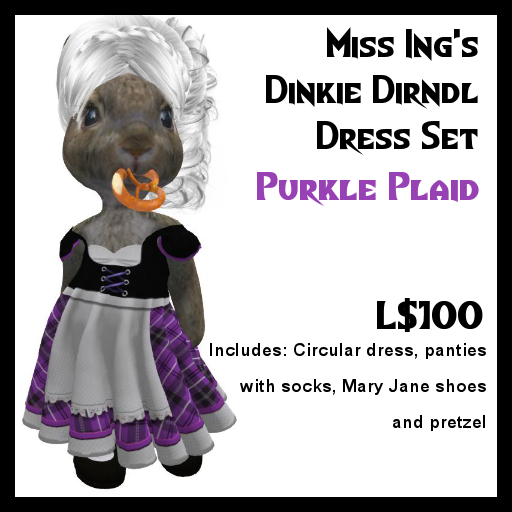 Miss Ing's Dinkie Dirndl Dress Set Purkle Plaid