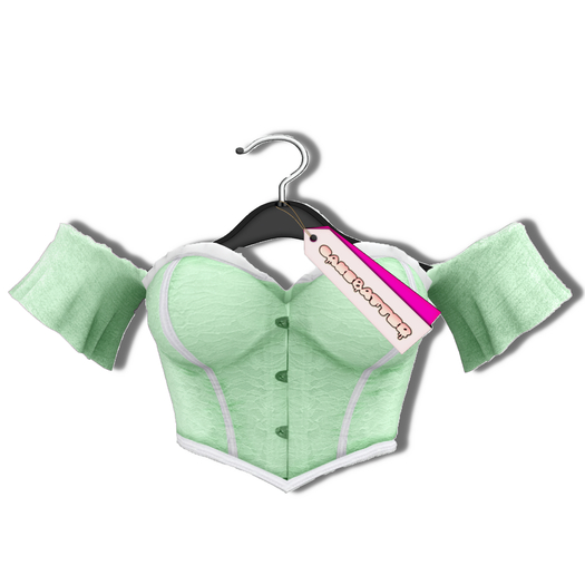 cakebatter / princess shoulder top / lime  -boxed-