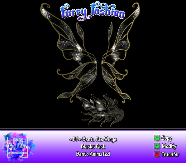 ~FF~ Bento Fae Wings Blacks Unpacker