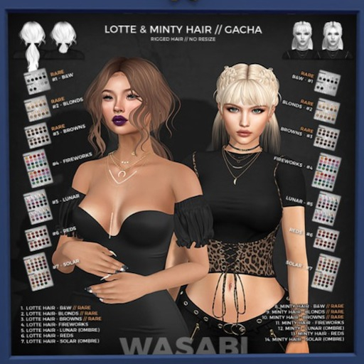 Wasabi // Minty Mesh Hair - #8 B&W RARE