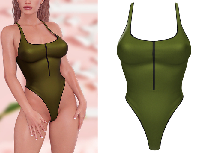 [H] Megan Bodysuit - Olive [ADD]