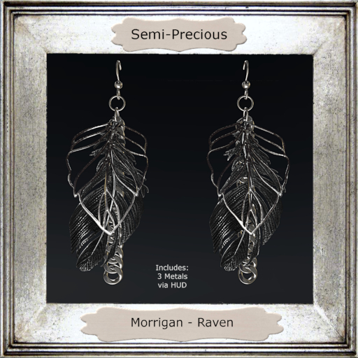 Semi-Precious - Morrigan Earrings - Raven (ADD ME)