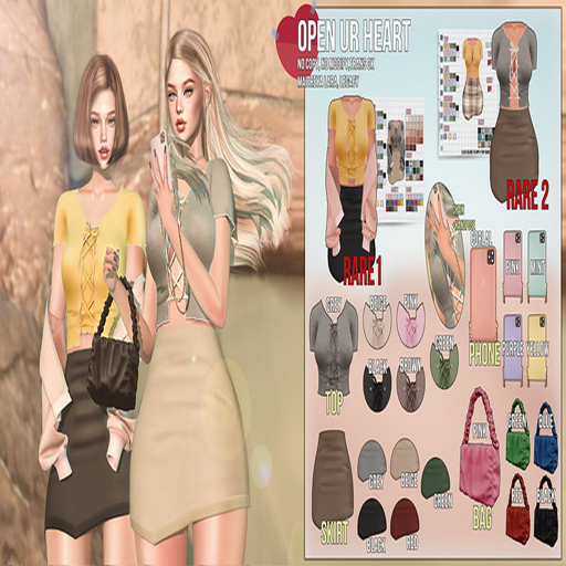 ::{u.f.o}::open ur heart - skirt - green - maitreya