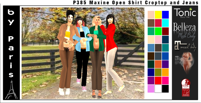 P385 Maxine Open Shirt Croptop and Jeans