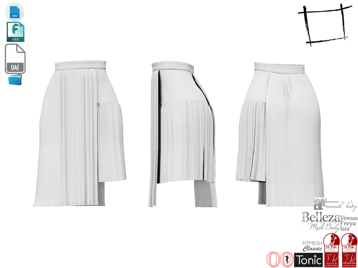 Dae Obj FBX For High Low Pillar Skirt Slink, Maitreya, Belleza, Tonic, Ocacin Standard, Voluptuous