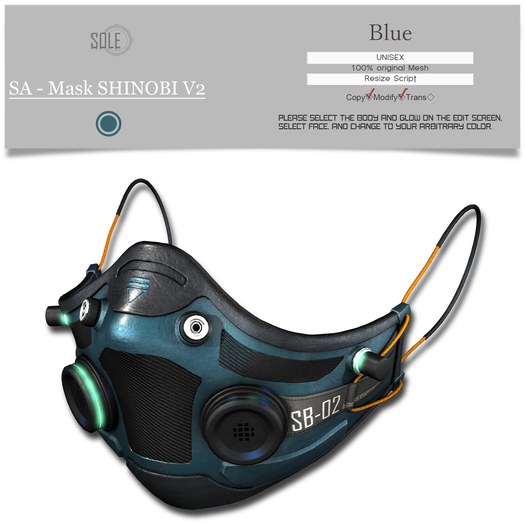 :::SOLE::: SA - Mask SHINOBI V2 (Blue)