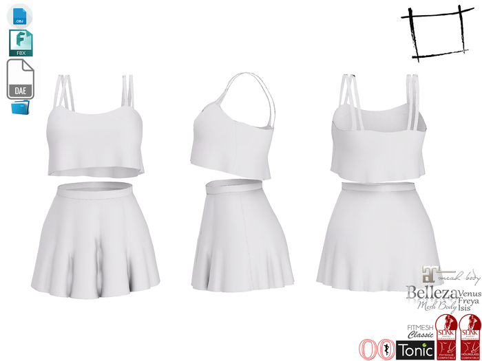 Dae Obj FBX For Strap Top With Skirt Slink, Maitreya, Belleza, Tonic, Ocacin Standard, Voluptuous