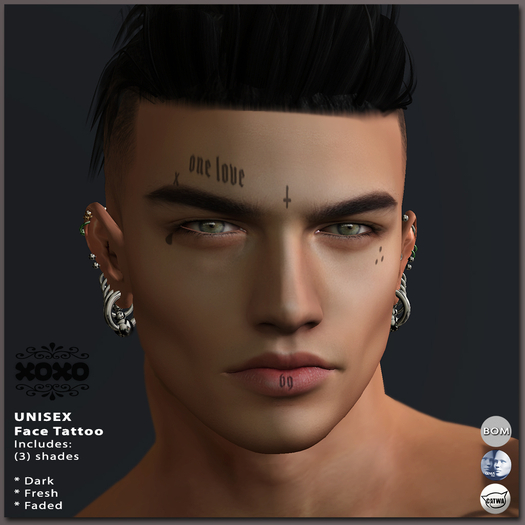 XOXO / One Love / Unisex face tattoo