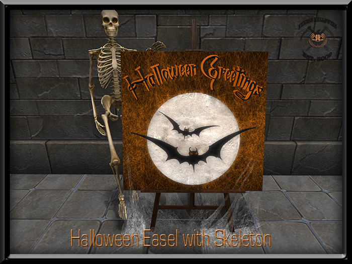 HALLOWEEN EASEL WITH SKELETON