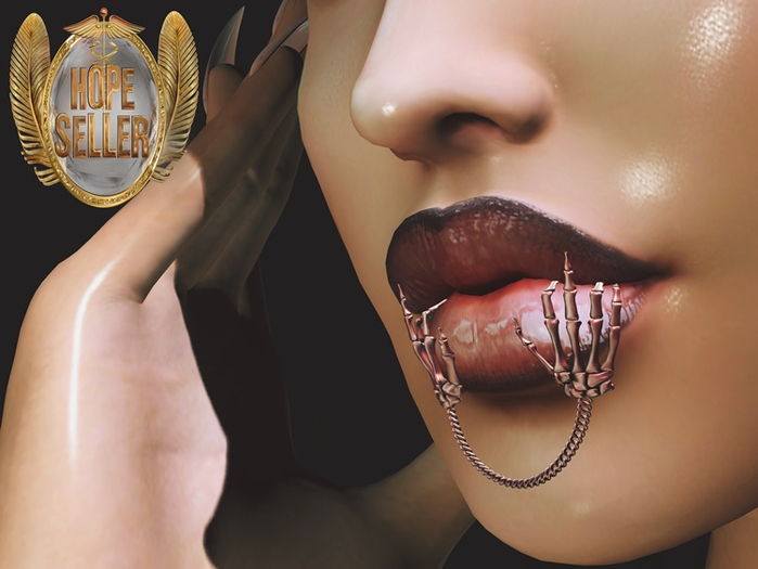 [HS] Skeleton Lip Ring Finger [Bronze]