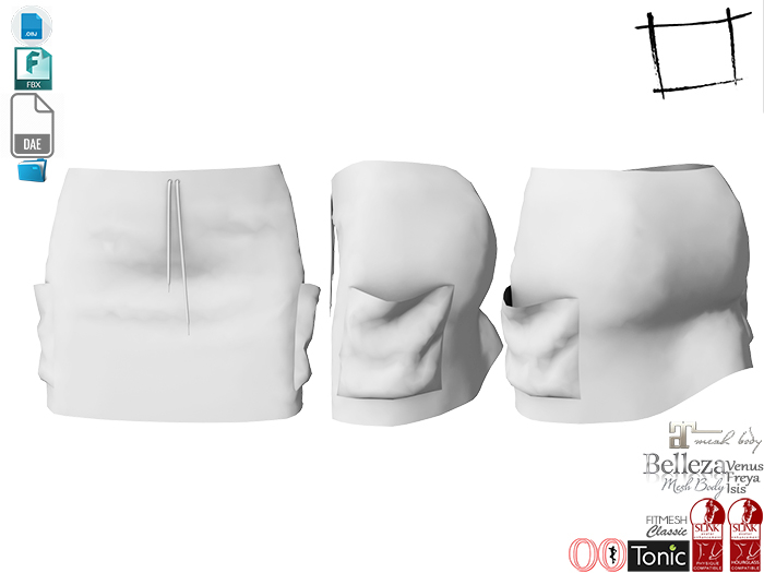 Dae Obj FBX For Skirt With Side Pockets Slink, Maitreya, Belleza, Tonic, Ocacin Standard