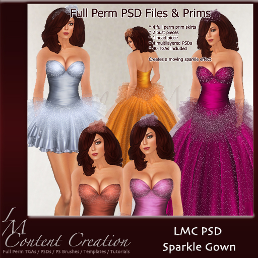 LMC Designer PSD Files & Prims  - Sparkle Gown - True Sparkling BOM Glitter Texture