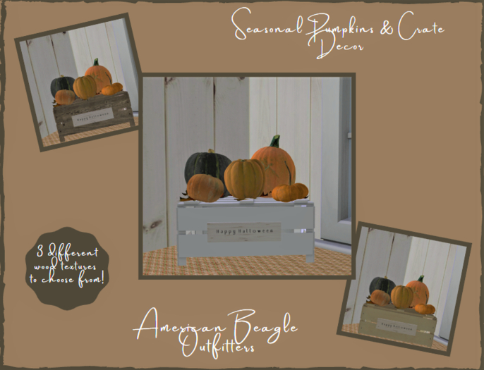 ABO - Halloween crate & pumpkins decor light wood