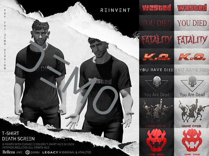 REINVENT I Death screen t-shirt I DEMO