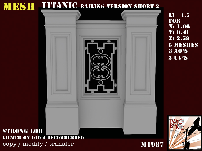 "TB" Titanic railing short version 2 M1987