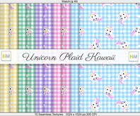 Unicorn Plaid Kawaii Matchup Kit 10 Seamless Textures NM