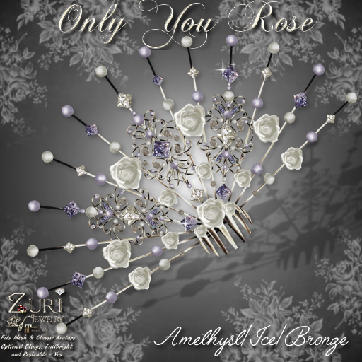 C - Zuri's Only You Rose Comb - Amethyst/Ice/Bronze