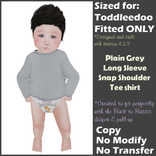 [Back to Basics] Plain Grey LS Snap Shoulder Tee