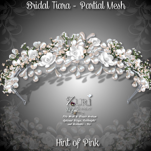 Copy Zuri Rayna - Bridal Tiara - Hint of Pink P-Mesh