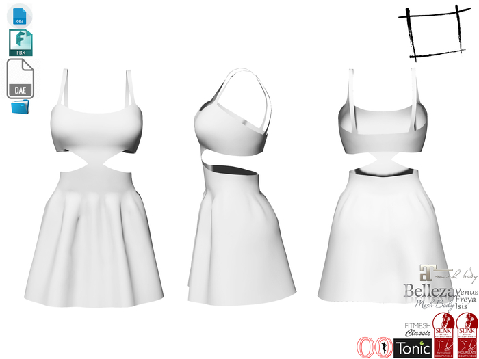 Dae Obj FBX For Cutout Dress Slink, Maitreya, Belleza, Tonic, Ocacin Standard, Ocacin Voluptuous