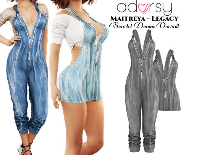 adorsy - Scarlet Denim Overall Grey - Maitreya/Legacy/Lara Petite