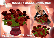 Basket Roses Dark Red