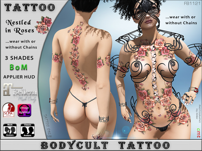 BodyCult Tattoo Nestled in Roses FB1121