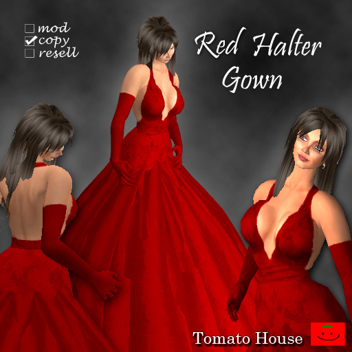 EX178(toamto)red halter gown