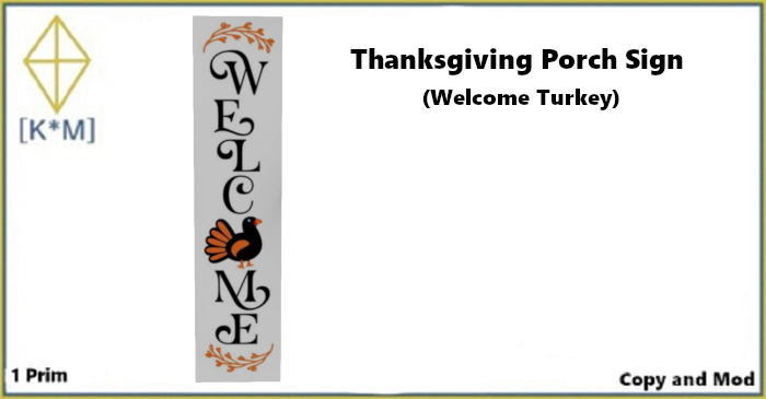 [K*M] Thanksgiving Porch Sign (Welcome Turkey)