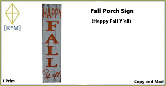 [K*M] Fall Porch Sign (Happy Fall Y'all)