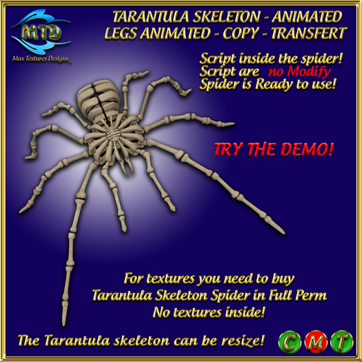 TARANTULA SKELETON - LEGS ANIMATED - MESH - COPY-TRANSFERT