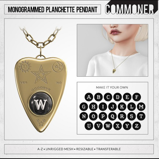 [Commoner] Monogrammed Planchette Pendant / X (wear)