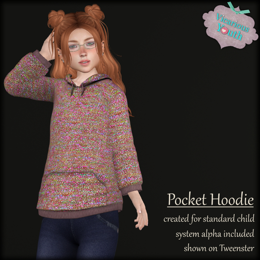 {V*Y} Pocket Hoodie - Marled Sweater Coral
