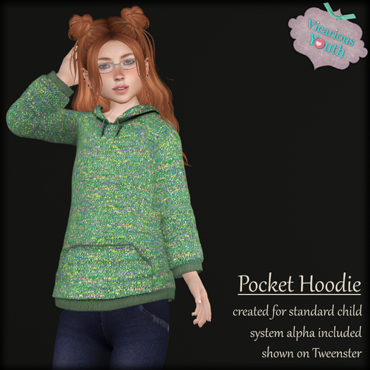 {V*Y} Pocket Hoodie - Marled Sweater Mint