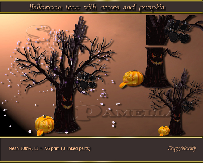 Halloween tree with crows and pumpkin (BOX)
