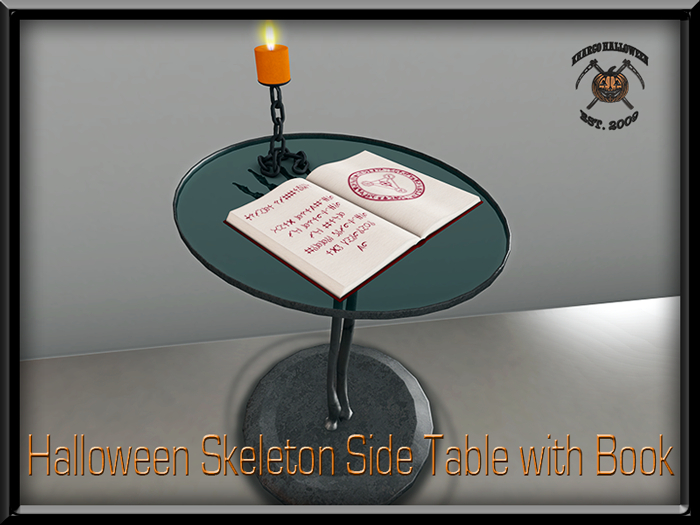 HALLOWEEN SIDE TABLE WITH BOOK