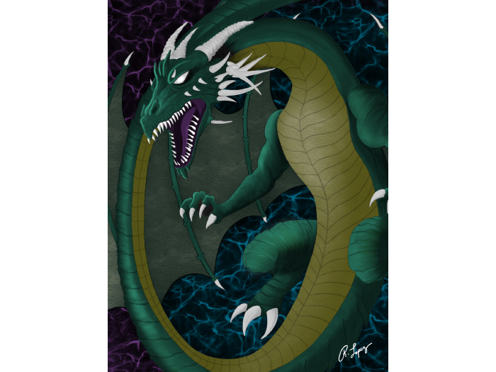 Green Dragon Art Canvas