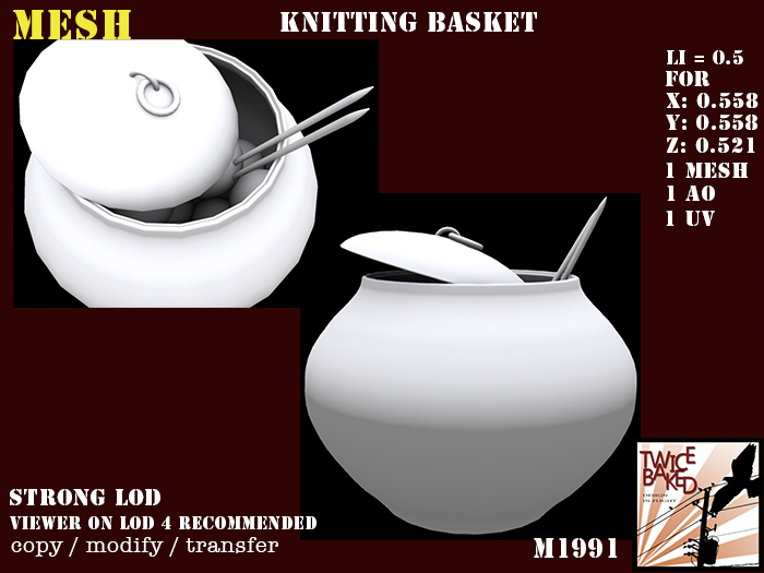 "TB" Knitting basket M1991