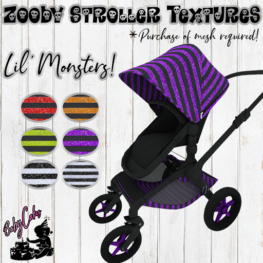 BabyCakes Zooby Stroller Textures - Lil' Monsters