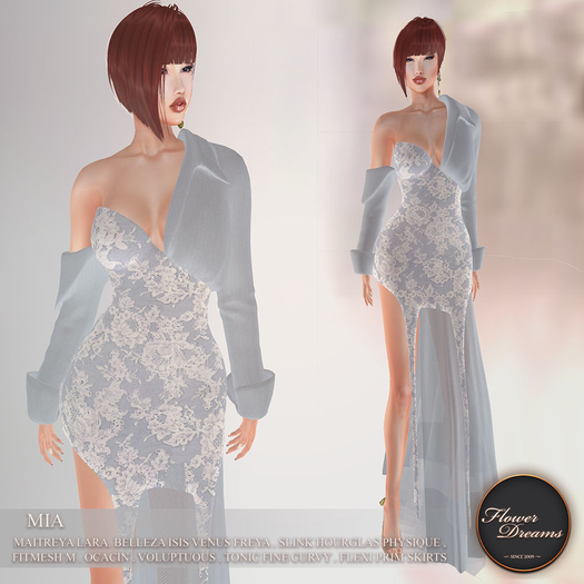 .:FlowerDreams:. Mia Gown Floral Lace - sky blue