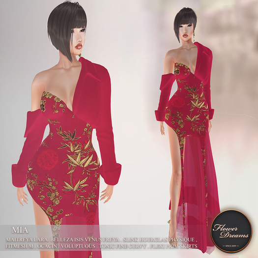 .:FlowerDreams:. Mia Gown Asian Spring - red