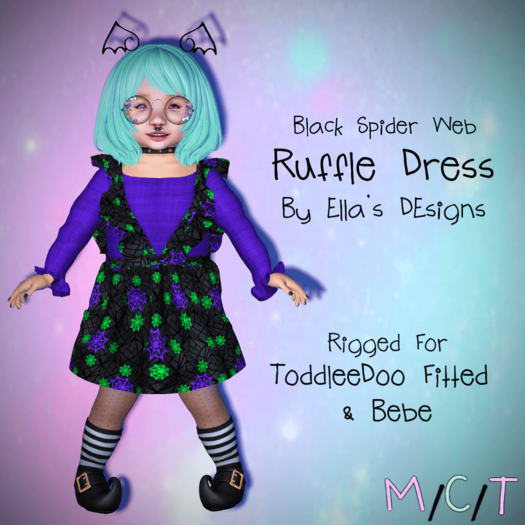 [ED] Black Spider Web Ruffle Dress