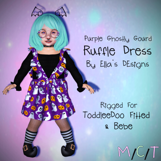 [ED] Purple Ghostly Gourd Ruffle Dress