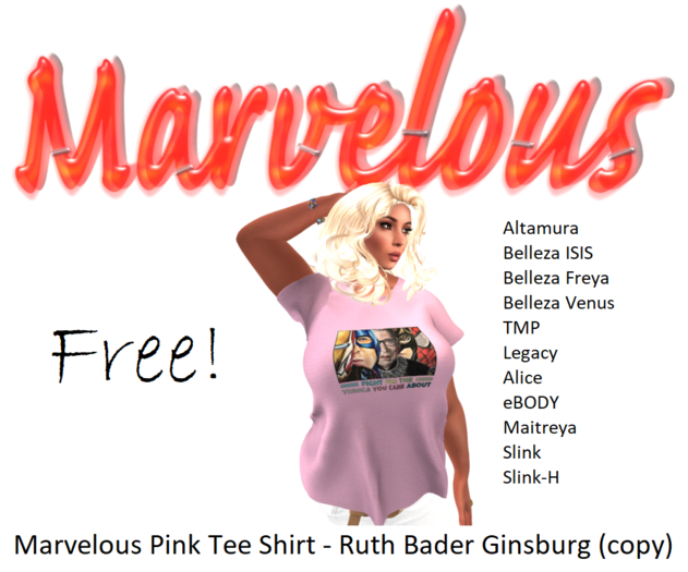 FREE! Marvelous Pink Tee Shirt - Ruth Bader Ginsburg (copy)