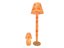Decorator Touch lamp set-Pleated shade-Mauve-orange leaf