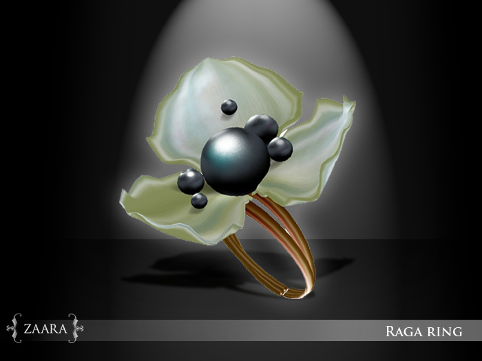 Zaara : Raga oyster ring *black pearl*