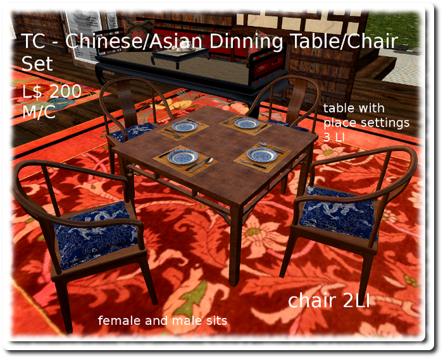 Chinese/Asian Dinning Table/Chair Set
